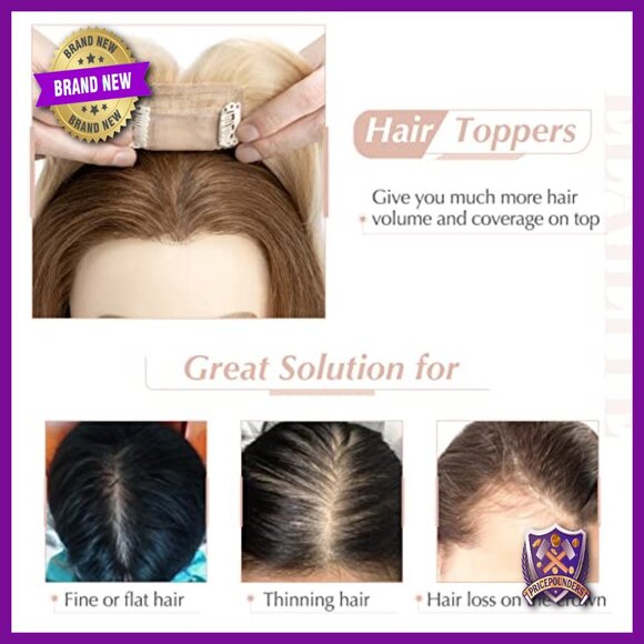 Silk Base Human Hair Topper with Bangs for Thinning Hair 5.1x2.8 Inches